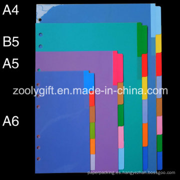 Divisores de índice PP / Divisores de archivos de plástico de colores surtidos